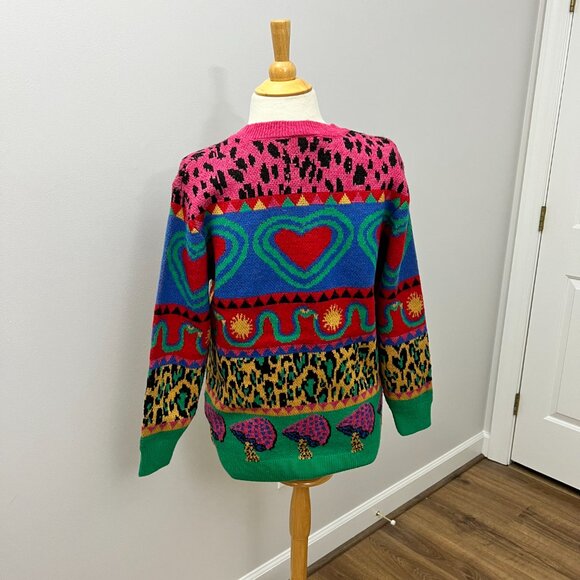 Farm Rio Graphic Elements Ainika Sweater Colorful Print Wool Blend XS - Picture 10 of 10